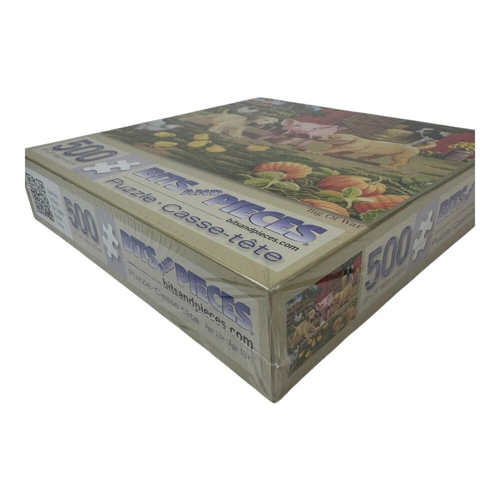 NEW Bits & Pieces Tug Of War 500 Piece Puzzle Puppies Pigs‎ Cow Chicken Farm - Picture 5 of 8
